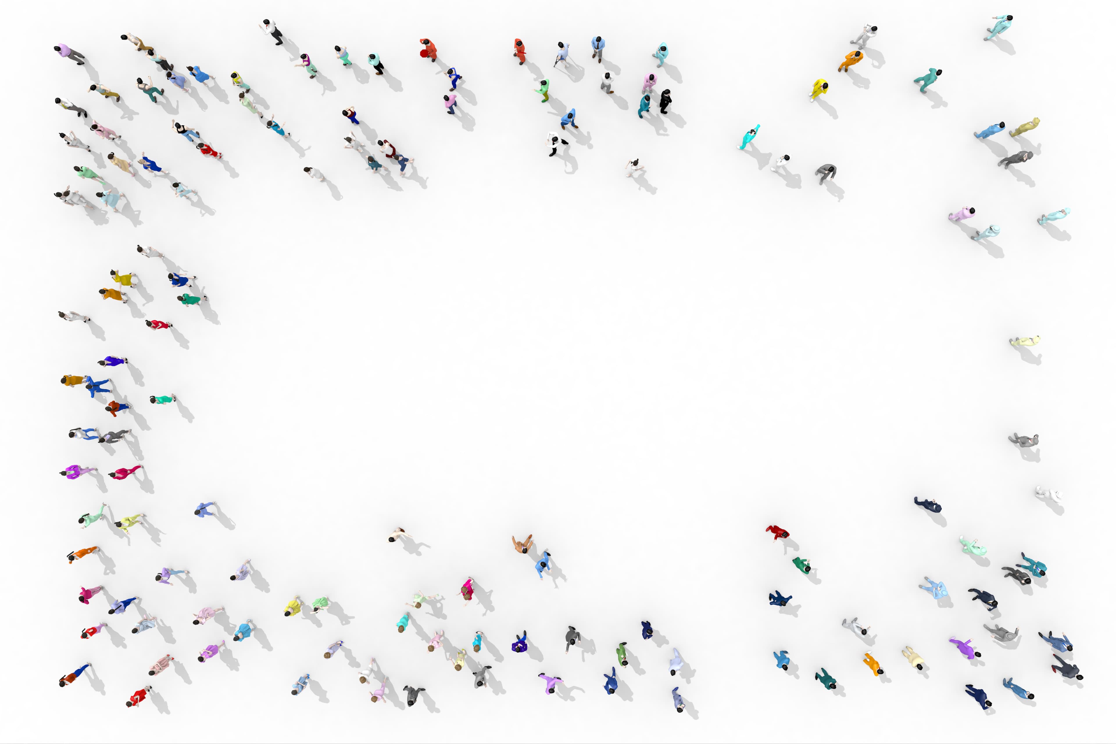 Comunidad de personas vista aérea